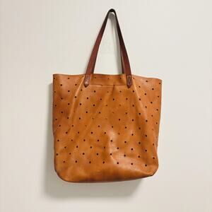 Madewell Bag Womens Size Medium Brown Leather Tote Perforated Transport Shoulder